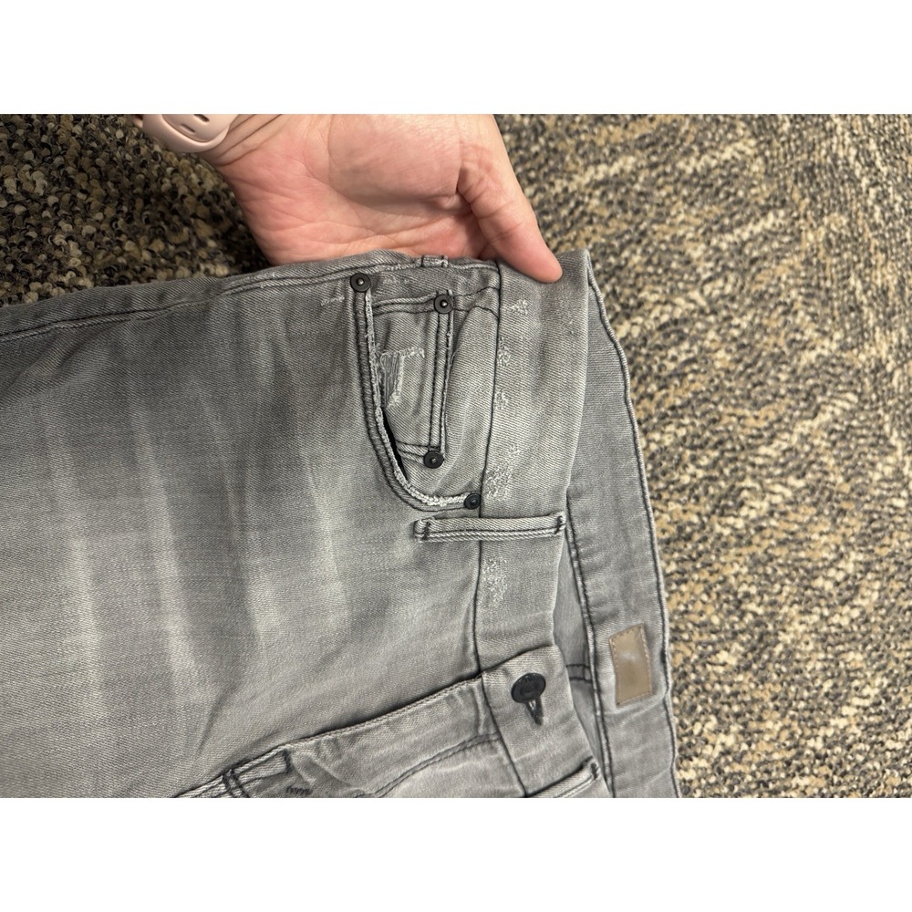 MOTHER Size 29 Washed Charcoal Grey Distressed Knee Raw Hem Ankle Jeans - Picture 4 of 8